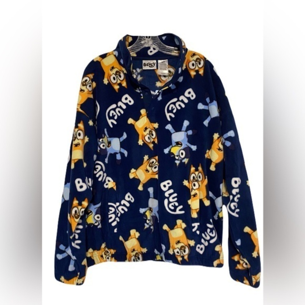 New Bluey Fleece Pullover Men’s Medium Soft Bingo Button
